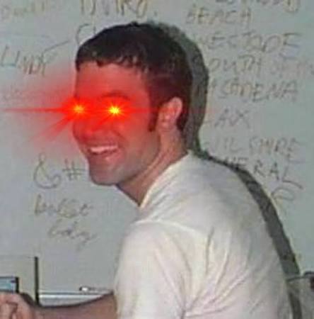Image of Tom from Myspace with lazer eyes